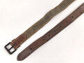 Leder/ Leinenriemen braun, Breite knapp über 3cm, Länge etwa 120cm, Alter und Herkunft unbekannt
