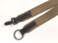 Leder/ Leinenriemen geschwärzt, Breite knapp 4cm, eiserne Beschläge Länge etwa 90cm, Alter und Herkunft unbekannt