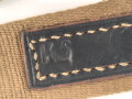 Leder/ Leinenriemen geschwärzt, Breite knapp 4cm, eiserne Beschläge Länge etwa 90cm, Alter und Herkunft unbekannt