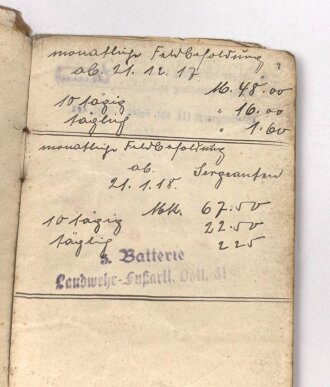 1. Weltkrieg, Soldbuch Duplikat und Entlassungsschein eines Angehörigen im Landwehr Fußartillerie  Battl. 51.