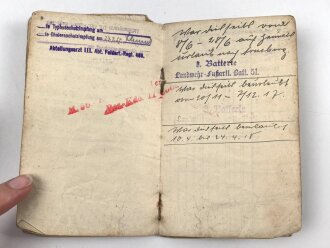 1. Weltkrieg, Soldbuch Duplikat und Entlassungsschein eines Angehörigen im Landwehr Fußartillerie  Battl. 51.