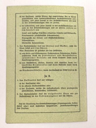 "Legitimationskarte für Kaufleute, Handlungsreisende und Handlungsagenten" der Polizeidirektion datiert 1938