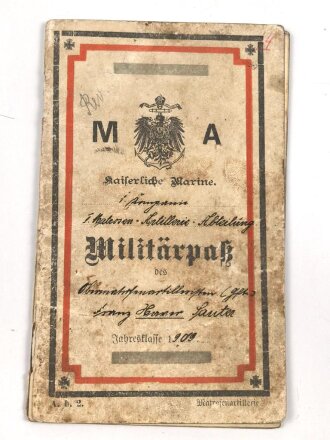 Kaiserliche Marine, Militärpaß eines...