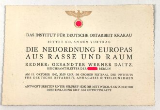 Einladung des " Institut für Deutsche Ostarbeit...