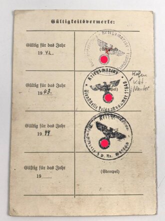 Soldatenfamilienarztkarte, datiert 1942