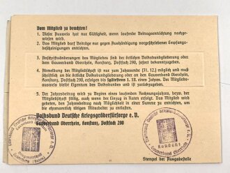 Volksbund Deutsche Kriegsgräberfürsorge e.V., Gauverband Oberrhein, Mitgliedsausweis, ausgestellt 1942