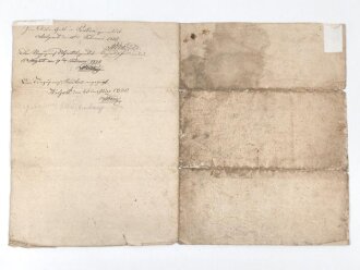 Preussen 1820, Entlassungsurkunde eines Angehörigen im Landwehr Regiment 2. Guter Zustand, Maße etwa 24 x 36cm