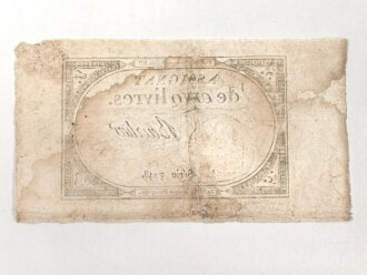 Französische Revolution, "Assignat" Geldschein über 5 Livres, um 1790