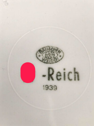 SS -Reich, Kantinenporzellan Dessertschale, Durchmesser etwa 16,5cm, Hersteller Bauscher Weiden 1939. Gebraucht