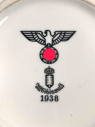 Heer, Kantinenporzellan Dessertschale, Durchmesser etwa 16,5cm, Hersteller Schönwald 1938. Gebraucht