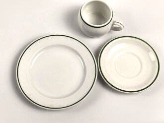 Deutsche Arbeitsfront, Kantinenporzellan Kaffeeservice 3-teilig, Durchmesser des Tellers etwa 20cm, Hersteller Rosenthal. Gebraucht