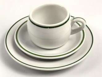 Deutsche Arbeitsfront, Kantinenporzellan Kaffeeservice 3-teilig, Durchmesser des Tellers etwa 20cm, Hersteller Rosenthal. Gebraucht