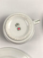 Deutsche Arbeitsfront, Kantinenporzellan Kaffeeservice 3-teilig, Durchmesser des Tellers etwa 20cm, Hersteller Rosenthal. Gebraucht