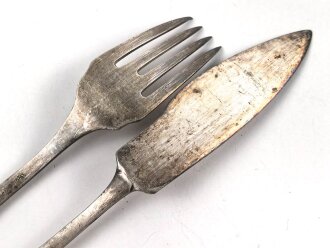 Reichsbund der Deutschen Beamten, Fischbesteck, versilbert, angelaufen, gebraucht