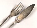 Reichsbund der Deutschen Beamten, Fischbesteck, versilbert, angelaufen, gebraucht