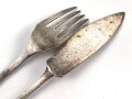 Reichsbund der Deutschen Beamten, Fischbesteck, versilbert, angelaufen, gebraucht