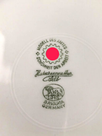 Deutsche Arbeitsfront, Kantinenporzellan Suppenteller, Durchmesse 23,5cm, Hersteller Hutschenreuther Selb. Gebraucht