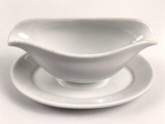 Heer, Kantinenporzellan Sauciere, Hersteller Königszelt 1937. Gesamtlänge 25cm, gebraucht