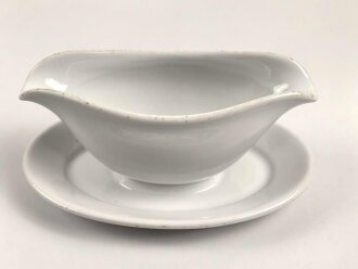 Heer, Kantinenporzellan Sauciere, Hersteller Königszelt 1937. Gesamtlänge 25cm, gebraucht