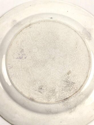 Flacher Teller, Durchmesser 26cm, Monogramm M & R im Logo, Anscheinend Majolika, wahrscheinlich um 1900