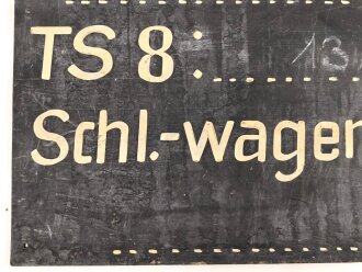 Feuerwehr / Luftschutz ? Schild " Brandstelle".....Maße etwa 40 x 60cm, die Kreidebeschriftung vermutlich neuzeitlich ergänzt, leicht zu entfernen