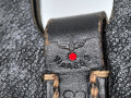 Koppeltasche für die kurze Drahtschere der Wehrmacht. Schwarzes Ersatzmaterial, sehr guter Zustand, Hersteller fkx43