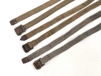 Drei Stück Webriemen Wehrmacht. Länge je etwa 115cm