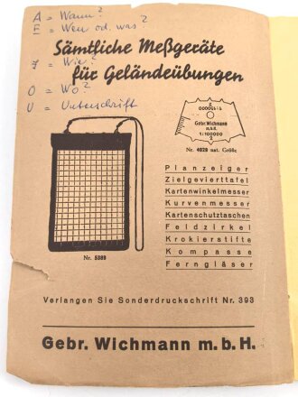 Einschub für eine Kartentasche Wehrmacht, mit diversem Inhalt