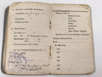 1. Weltkrieg, Militärpaß und Soldbuch eines Angehörigen zunächst Infanterie Regiment 163.. Ostfeldzug.