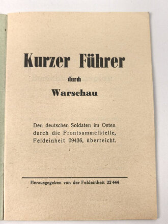 "Kurzer Führer durch Warschau" 25 Seiten,...