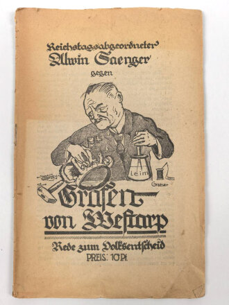 "Reichstagsabgeordneter Alwin Saenger gegen Grafen...