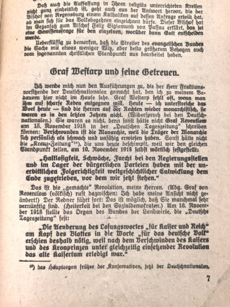 "Reichstagsabgeordneter Alwin Saenger gegen Grafen von Westarp -  Rede zum Volksentscheid" 15 Seiten, über DIN A5, gebraucht
