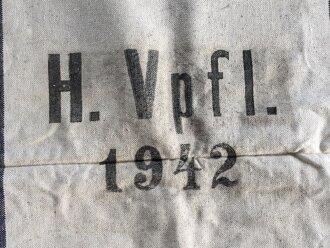 Grosser Sack für Heeresverpflegung der Wehrmacht. gebraucht, ungereinigt, datiert 1942