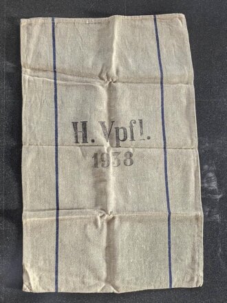 Grosser Sack für Heeresverpflegung der Wehrmacht. gebraucht, ungereinigt, datiert 1938