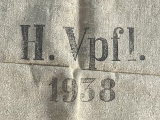 Grosser Sack für Heeresverpflegung der Wehrmacht. gebraucht, ungereinigt, datiert 1938