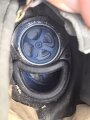 Gasmaske Modell 1930 Wehrmacht. Ungebrauchtes Stück , Hersteller hnr, datiert 1944, Originallack, ungereinigt