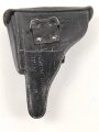 Koffertasche zur Pistole P08 der Wehrmacht, datiert 1941. Von der norwegischen Armee nach Ende des 2.Weltkrieges übernommen. Die Koppelschlaufen wurden entfernt und eine Vorrichtung zum tragen am amerikanischen Lochkoppel angenietet.