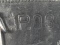 Koffertasche zur Pistole P08 der Wehrmacht, datiert 1941. Von der norwegischen Armee nach Ende des 2.Weltkrieges übernommen. Die Koppelschlaufen wurden entfernt und eine Vorrichtung zum tragen am amerikanischen Lochkoppel angenietet.