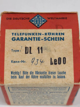 Stahlröhre Telefunken Originalverpackung DL11, leer