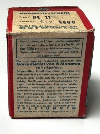 Stahlröhre Telefunken Originalverpackung DL11, leer