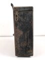 Motorrad Packtasche Wehrmacht. Ausführung in Blech. Originallack, ungereinigtes Stück