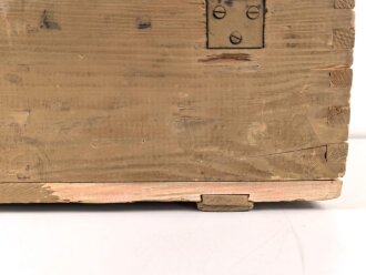 Patronenkasten B Wehrmacht. Packzettel  für 1500 Patronen 8 x 57 von 1944. Von einem amerikanischen Soldaten als Versandkasten benutzt.