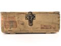 Patronenkasten B Wehrmacht. Packzettel  für 1500 Patronen 8 x 57 von 1944. Von einem amerikanischen Soldaten als Versandkasten benutzt.