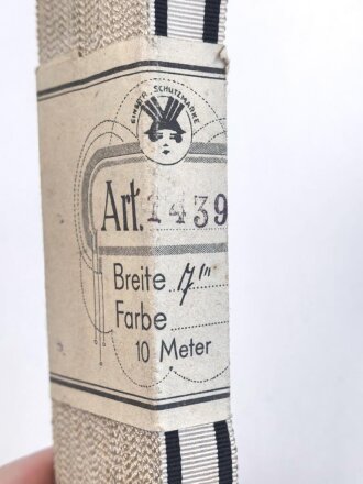 Bündel Ordensband für die Bandspange zum Eisernen Kreuz 2. Klasse 1914 für Nichtkämpfer. Breite 15mm, in der originalen Banderole, laut dieser 10 Meter
