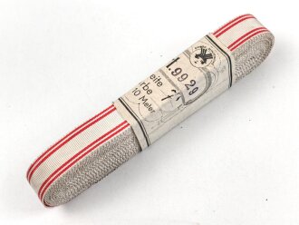 Österreich, Bündel Band zur Bandspange der Rot Kreuz Medaille . Breite 15mm , in der originalen Banderole, laut dieser 10 Meter