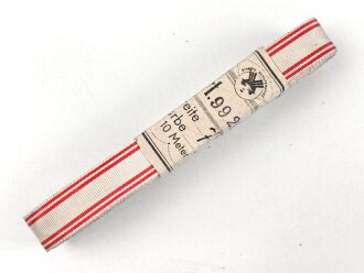 Österreich, Bündel Band zur Bandspange der Rot Kreuz Medaille . Breite 15mm , in der originalen Banderole, laut dieser 10 Meter