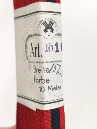 Spanien, Bündel  Ordensband für die Bandspange zum Orden von Joch und den Pfeilen ( Imperial del Yugo y las Flechas) Breite 15mm, in der originalen Banderole, laut dieser 10 Meter