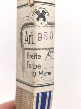 Bündel Ordensband für eine Bandspange zum Baltenkreuz , Breite 15mm, in der originalen Banderole, laut dieser 10 Meter