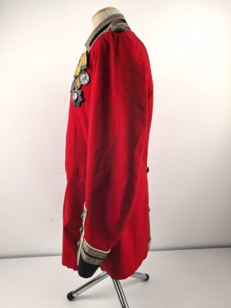 British Parade uniform, pants and visor hat, after WWI. Medal bar named to A.Bush, Service number 55592. Overall good condition