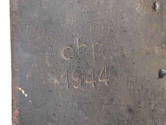 Spaten  Wehrmacht, ungereinigtes Stück aus Scheunenfund, Hersteller ohp 1944